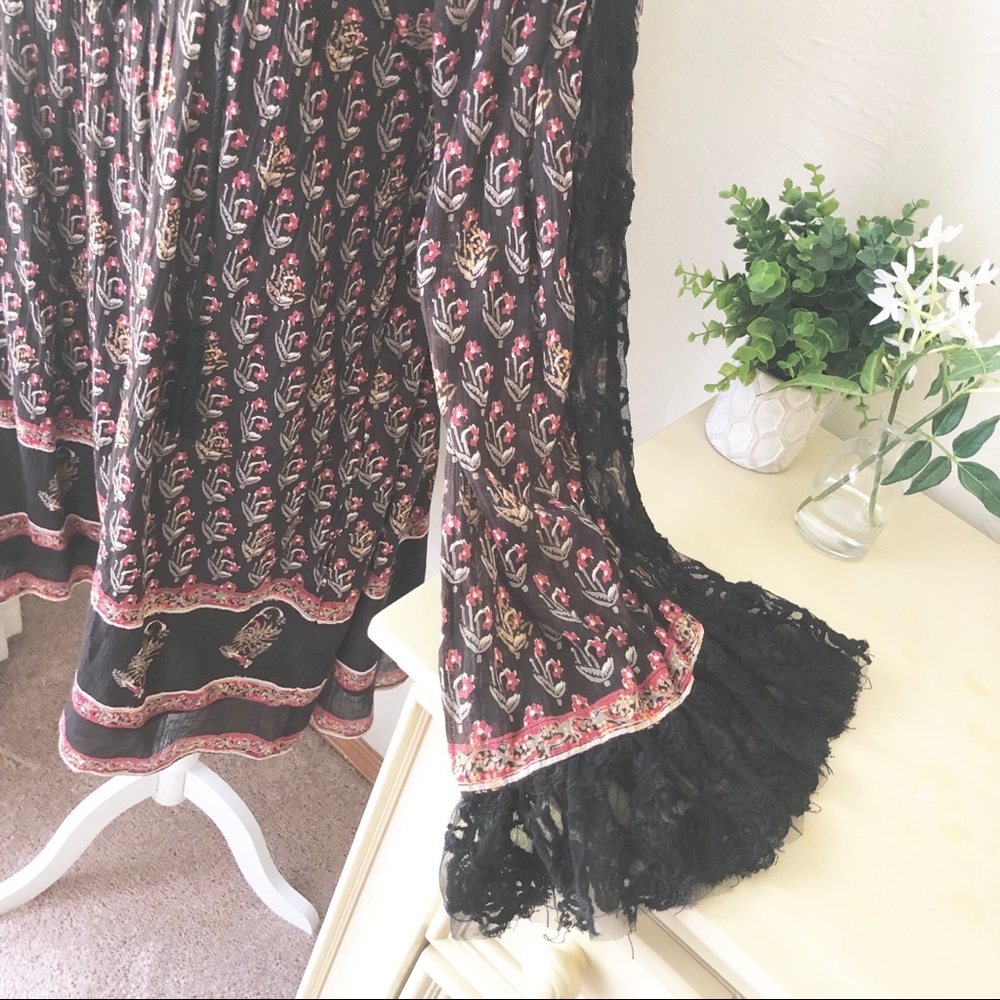 Free People || Black with Lace Nomad Child Casual Dress - Picture 6 of 8